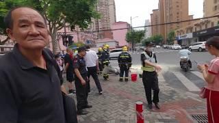 Взрыв в Китае батареи у скутера прямо под подъездом. Шанхай
