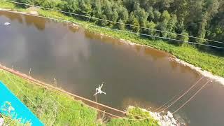Мой первый прыжок с тарзанки (07.08.2020 Большие притёсы, река Ай)