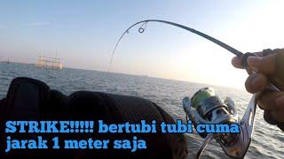 STRIKE!!!!!bertubi tubi cuma 1 meter saja pantai cipta semarang (spot mancing Semarang)