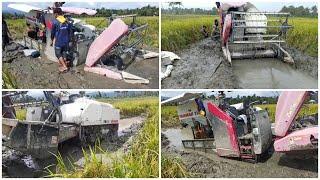 MESIN PEMANEN PADI TERJEBAK DI LUMPUR SAWAH || COMBINE YANMAR YH 850 (Eps,57) VLOG UMAR 2020