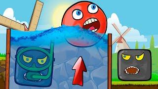 Квадраты утащили Красный шарик. Шар Ева все еще В КЛЕТКЕ! Red BALL new от ФЛАВИОС. Пещеры затоплены!