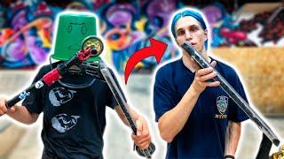 БРАЙ с ведром на голове! Трюки на самокате ЧЕЛЛЕНДЖ
