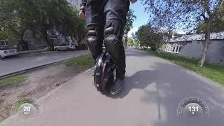 Покатушки на моноколесе по парку с телеметрией