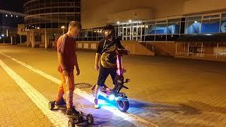 Гонка dualtron X vs кастомный скейт 6кВт