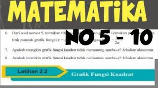 Kelas 9.Latihan 2.2 no 5 6 7 8 9 10 bab 2 Fungsi Kuadrat matematika kelas 9 semester 1