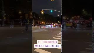 electric unicycle group ride, lower east side, nyc