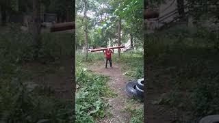 Немножко побаловался с бревнышком #силовоешоу #богатыри #силачи #power #strongman