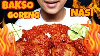 ASMR BAKSO GORENG PEDAS PAKE NASI 