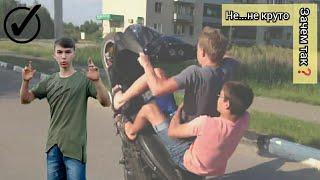 Стант на скутере. Типа топово
