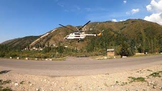 Спуск с Тянь-Шаньской астрономической обсерватории. Взлет вертолета МИ-8 Велопрогулка