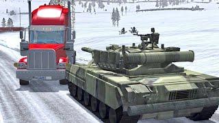 BeamNG Drive Танк БТР Фура Игровые моменты аварии столкновения машин Игра симулятор ДТП аварии