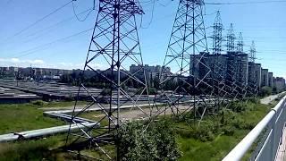 Российский проспект над улицей Кржижановского. ЛЭП. Санкт-Петербург
